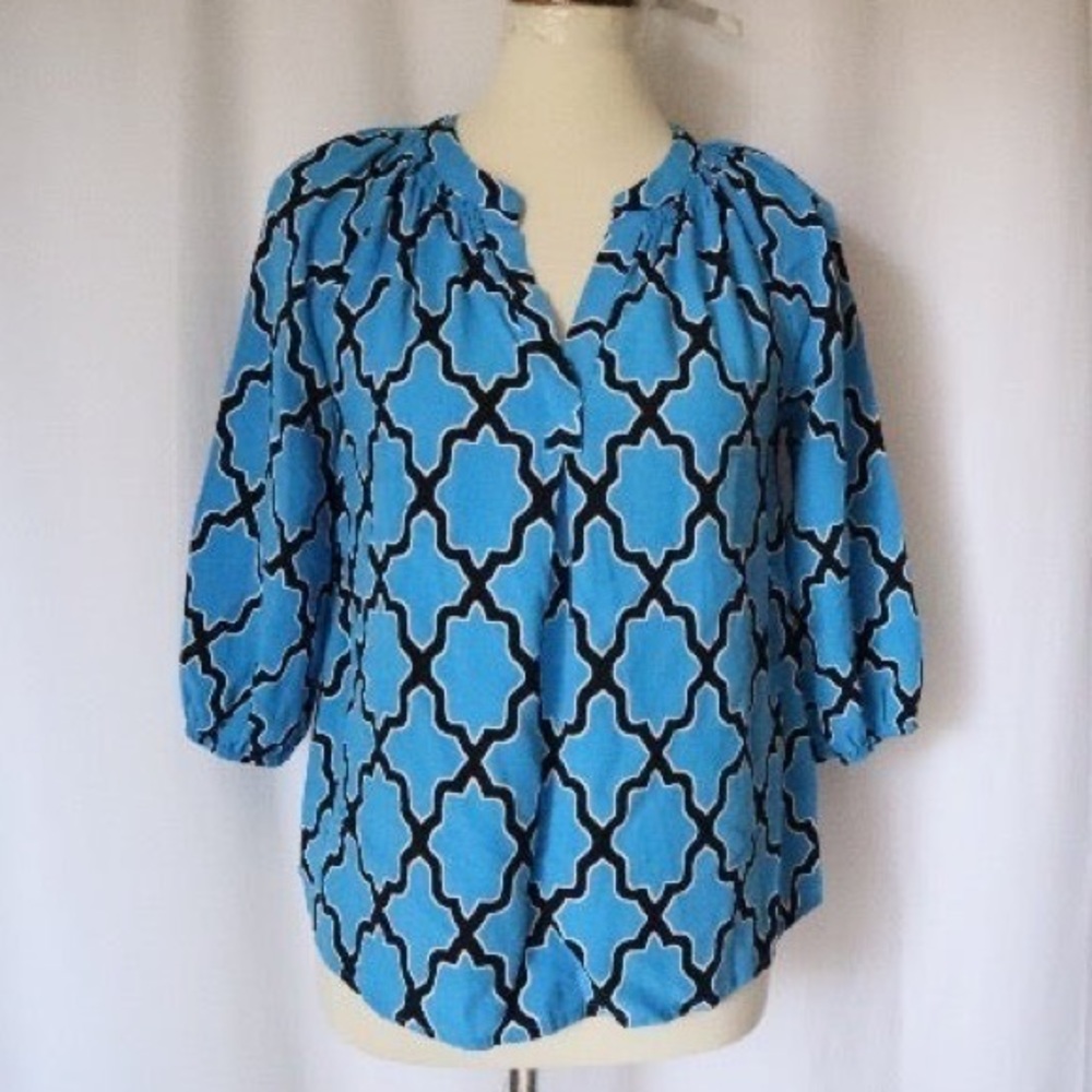 Crown and Ivy Women’s shirt blouse blue navy XL Yop Casual dress